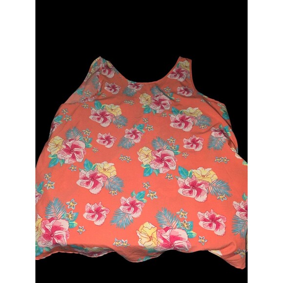 Time and Tru Coral Tropical Floral Sleeveless Tank Top Shirt Blouse 2XL - Picture 3 of 3